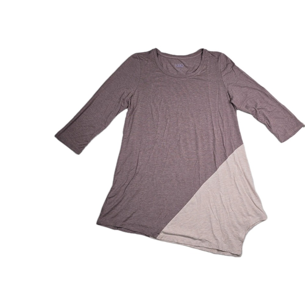 LOGO Layers Lori Goldstein Mauve Asymmetrical 3/4 Sleeve Tunic Top Large